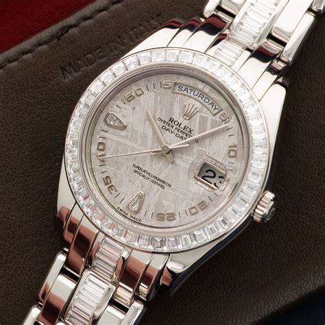 rolex platinum diamond pearlmaster 18956|rolex masterpiece platinum meteorite.